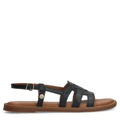 No Stress Zwarte leren sandalen met gesp^DAMES Sandalen