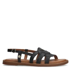 No Stress Zwarte leren sandalen met gesp^DAMES Sandalen