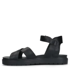 Manfield Zwarte leren sandalen met gekruiste banden^DAMES Sandalen