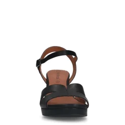 No Stress Zwarte leren sandalen met hak^DAMES Sandalen