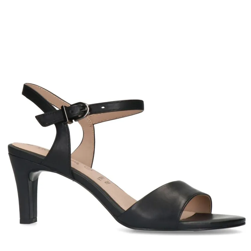 No Stress Zwarte leren sandalen met hak^DAMES Sandalen