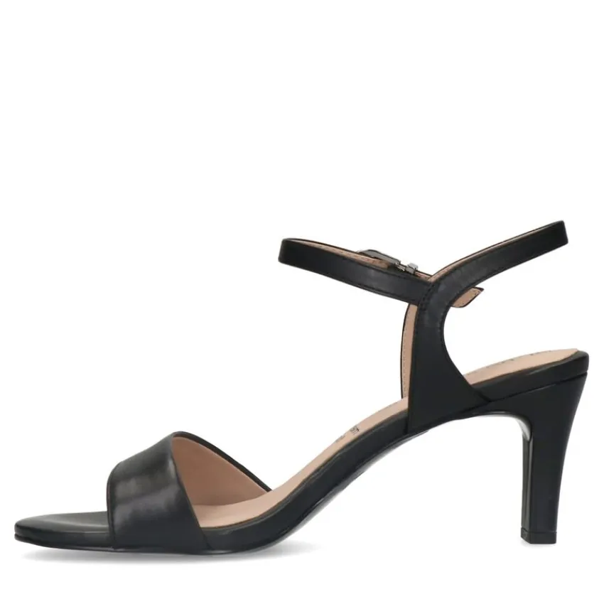 No Stress Zwarte leren sandalen met hak^DAMES Sandalen