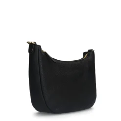 Manfield Zwarte leren schoudertas^ Schoudertassen