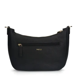 Manfield Zwarte leren schoudertas^ Schoudertassen