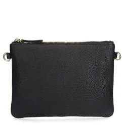 Manfield Zwarte leren schoudertas^ Schoudertassen