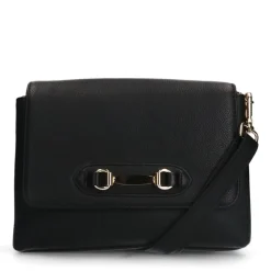 Manfield Zwarte leren schoudertas^ Handtassen