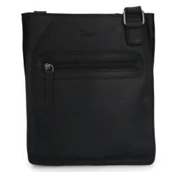 No Stress Zwarte leren schoudertas^Heren Schoudertassen|Heren Tassen