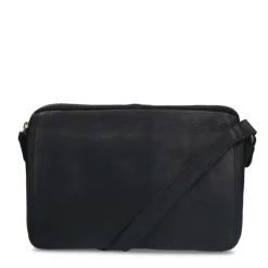 No Stress Zwarte leren schoudertas^Heren Heren Tassen|Schoudertassen