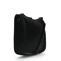 Manfield Zwarte leren schoudertas^ Schoudertassen