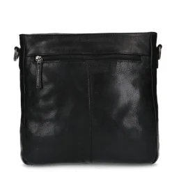 Manfield Zwarte leren schoudertas^ Schoudertassen