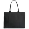 Manfield Zwarte leren shopper^ Shoppers