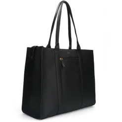 Manfield Zwarte leren shopper^ Shoppers