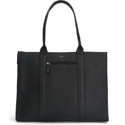 Manfield Zwarte leren shopper^ Shoppers