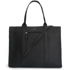 Manfield Zwarte leren shopper^ Shoppers