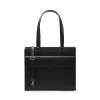 Manfield Zwarte leren shopper met zijvak^ Shoppers