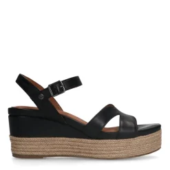 No Stress Zwarte leren sleehakken^DAMES Sandalen|Espadrilles
