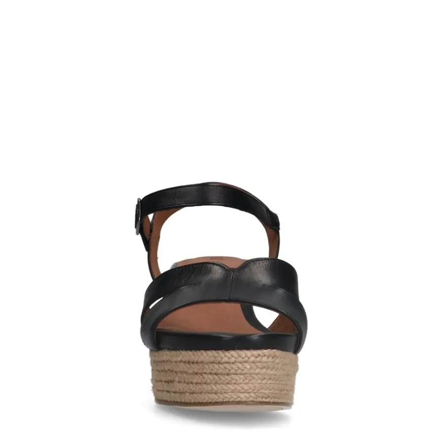 No Stress Zwarte leren sleehakken^DAMES Sandalen|Espadrilles