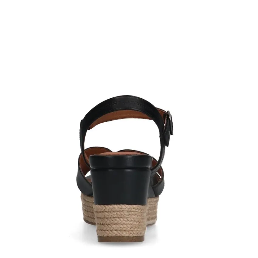 No Stress Zwarte leren sleehakken^DAMES Sandalen|Espadrilles