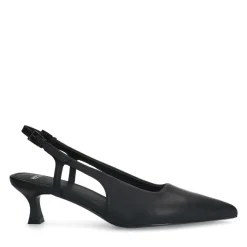 Manfield Zwarte leren slingback pumps^DAMES Pumps|Slingbacks