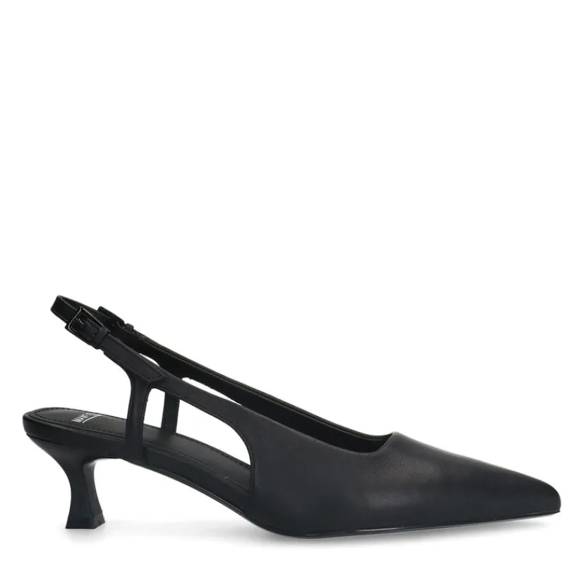 Manfield Zwarte leren slingback pumps^DAMES Pumps|Slingbacks