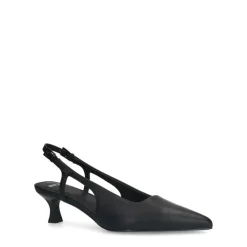 Manfield Zwarte leren slingback pumps^DAMES Pumps|Slingbacks