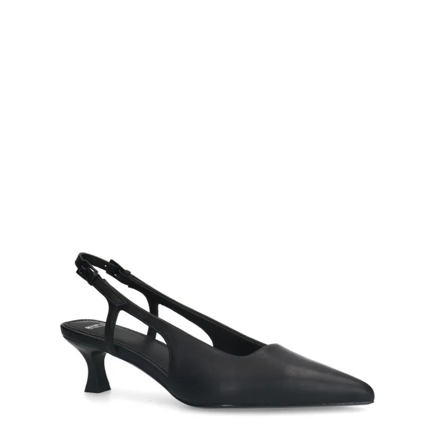 Manfield Zwarte leren slingback pumps^DAMES Pumps|Slingbacks