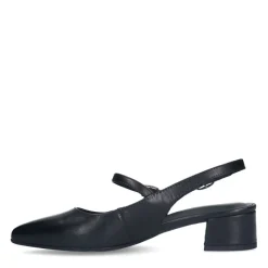 No Stress Zwarte leren slingbacks^DAMES Pumps|Slingbacks