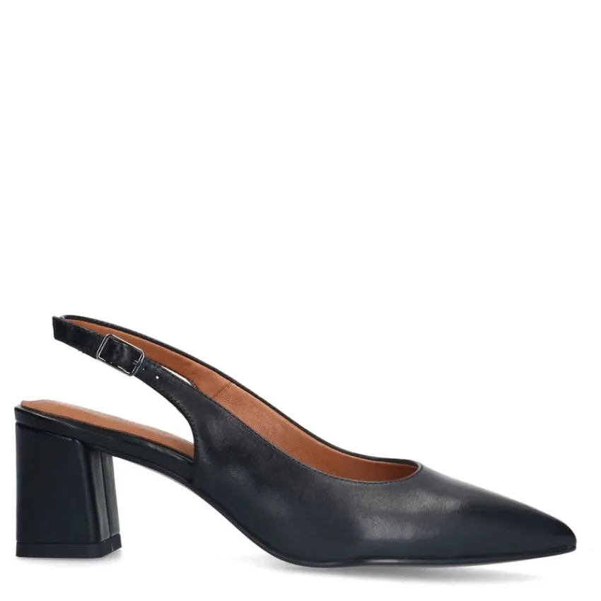 No Stress Zwarte leren slingbacks^DAMES Pumps|Slingbacks