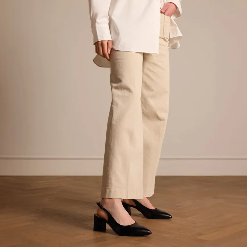 No Stress Zwarte leren slingbacks^DAMES Pumps|Slingbacks