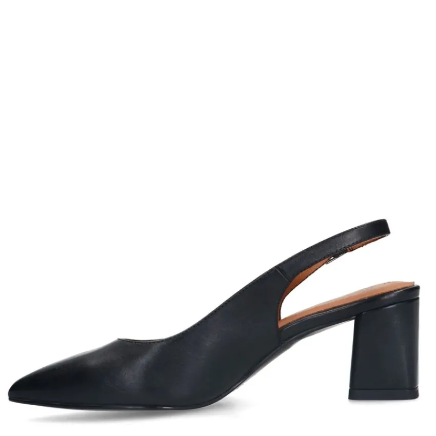 No Stress Zwarte leren slingbacks^DAMES Pumps|Slingbacks