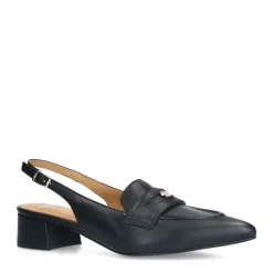 Manfield Zwarte leren slingbacks^DAMES Pumps|Slingbacks