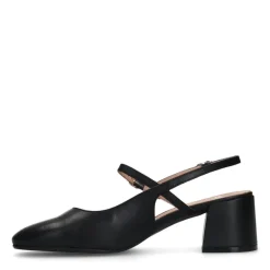 Manfield Zwarte leren slingbacks^DAMES Pumps|Slingbacks