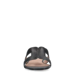 Manfield Zwarte leren slippers^DAMES Slippers