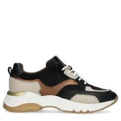 Manfield Zwarte leren sneakers^DAMES Sneakers