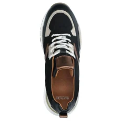 Manfield Zwarte leren sneakers^DAMES Sneakers