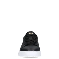 Manfield Zwarte leren sneakers^Heren Sneakers