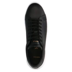 Manfield Zwarte leren sneakers^Heren Sneakers