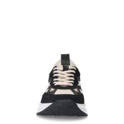 Manfield Zwarte leren sneakers^DAMES Sneakers