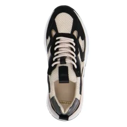 Manfield Zwarte leren sneakers^DAMES Sneakers