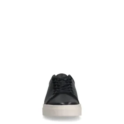 Manfield Zwarte leren sneakers^Heren Sneakers