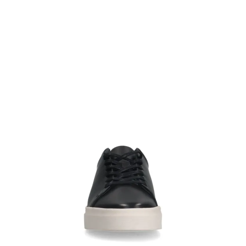 Manfield Zwarte leren sneakers^Heren Sneakers