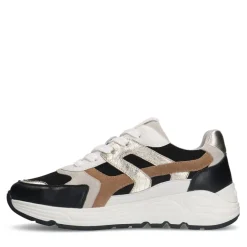 Manfield Zwarte leren sneakers^DAMES Sneakers