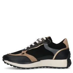 No Stress Zwarte leren sneakers met suède details^DAMES Sneakers