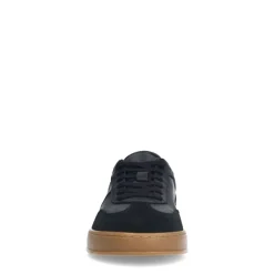 Manfield Zwarte leren sneakers met suède details^Heren Sneakers