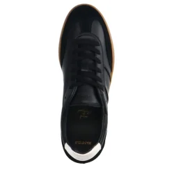 Manfield Zwarte leren sneakers met suède details^Heren Sneakers