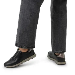 No Stress Zwarte leren sneakers met rits^DAMES Sneakers