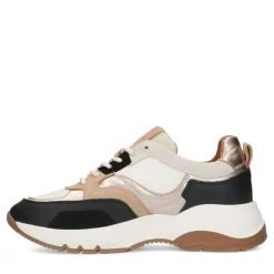 Manfield Zwarte leren sneakers met suède details^DAMES Sneakers