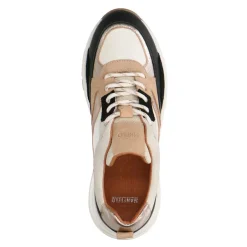 Manfield Zwarte leren sneakers met suède details^DAMES Sneakers