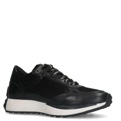 No Stress Zwarte leren sneakers met details^DAMES Sneakers