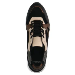Manfield Zwarte leren sneakers met bronze details^DAMES Sneakers